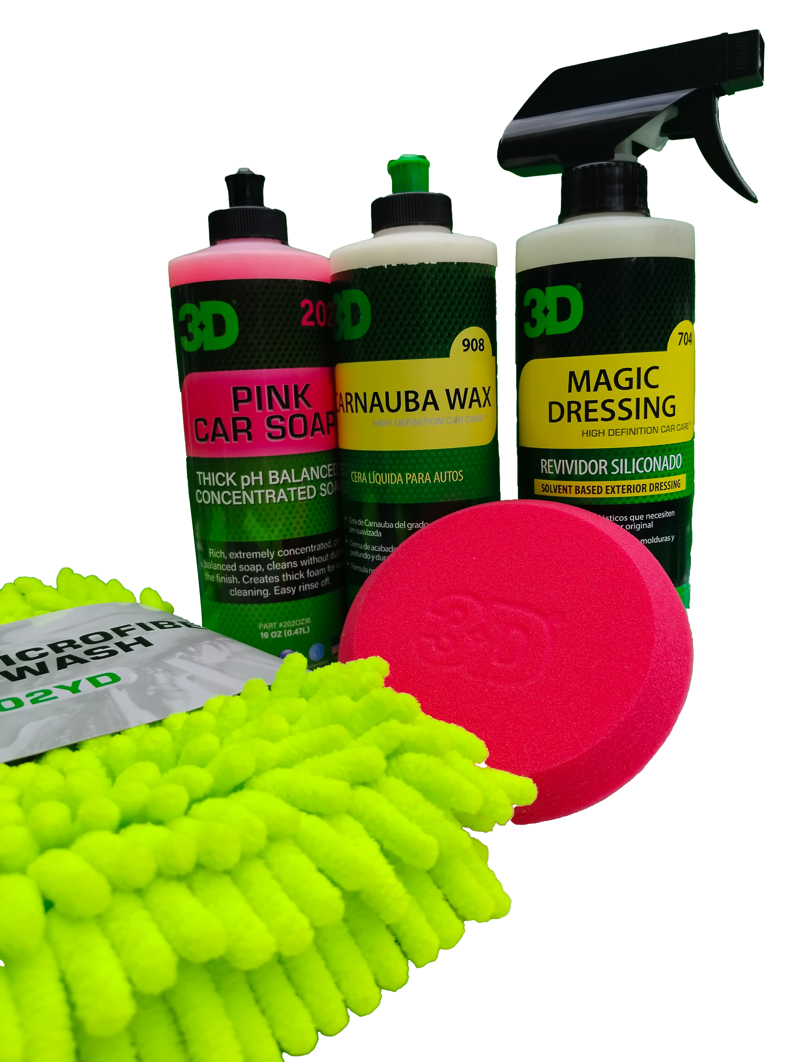 PROMO 2 - 1 Shampoo+ 1 Guante de Lavado + Renovador de Exterior + 1 Cera+ 1 Aplicador