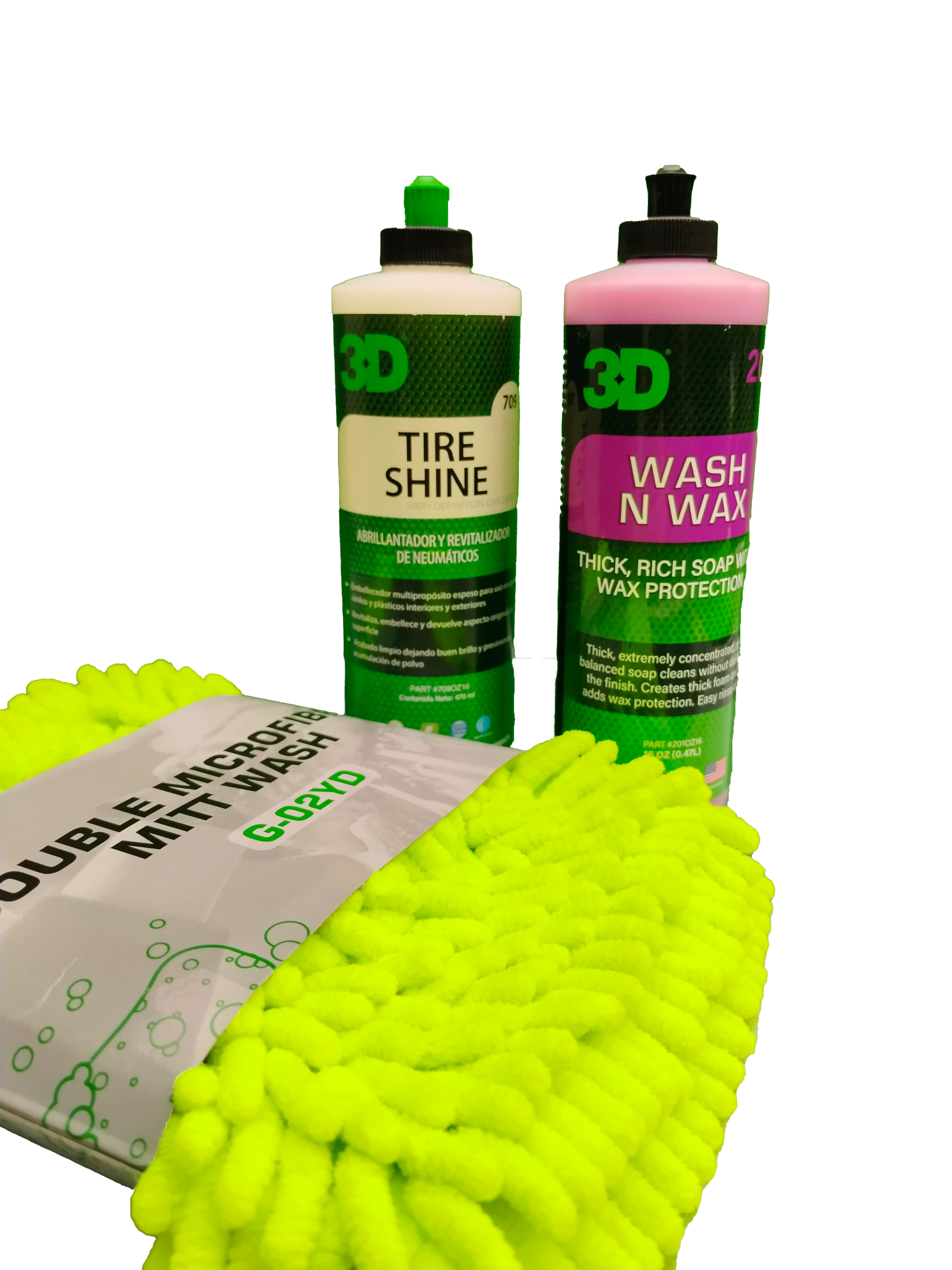 PROMO 3 - 1 shampoo con Cera + Renovador de Exterior + Guante de Lavado