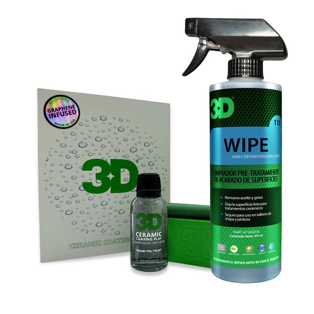 Kit 3D Wipe 1/2 Lt + 3D Graphene Infused Ceramic Coating Plus 30 Ml