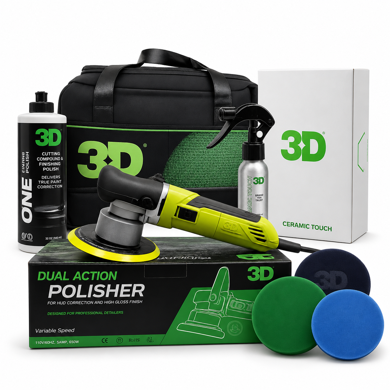 Kit 1 Pulidora L-35 Orbital + 3D One Hybrid  +  Ceramic Touch  + 3 Pad  Foam