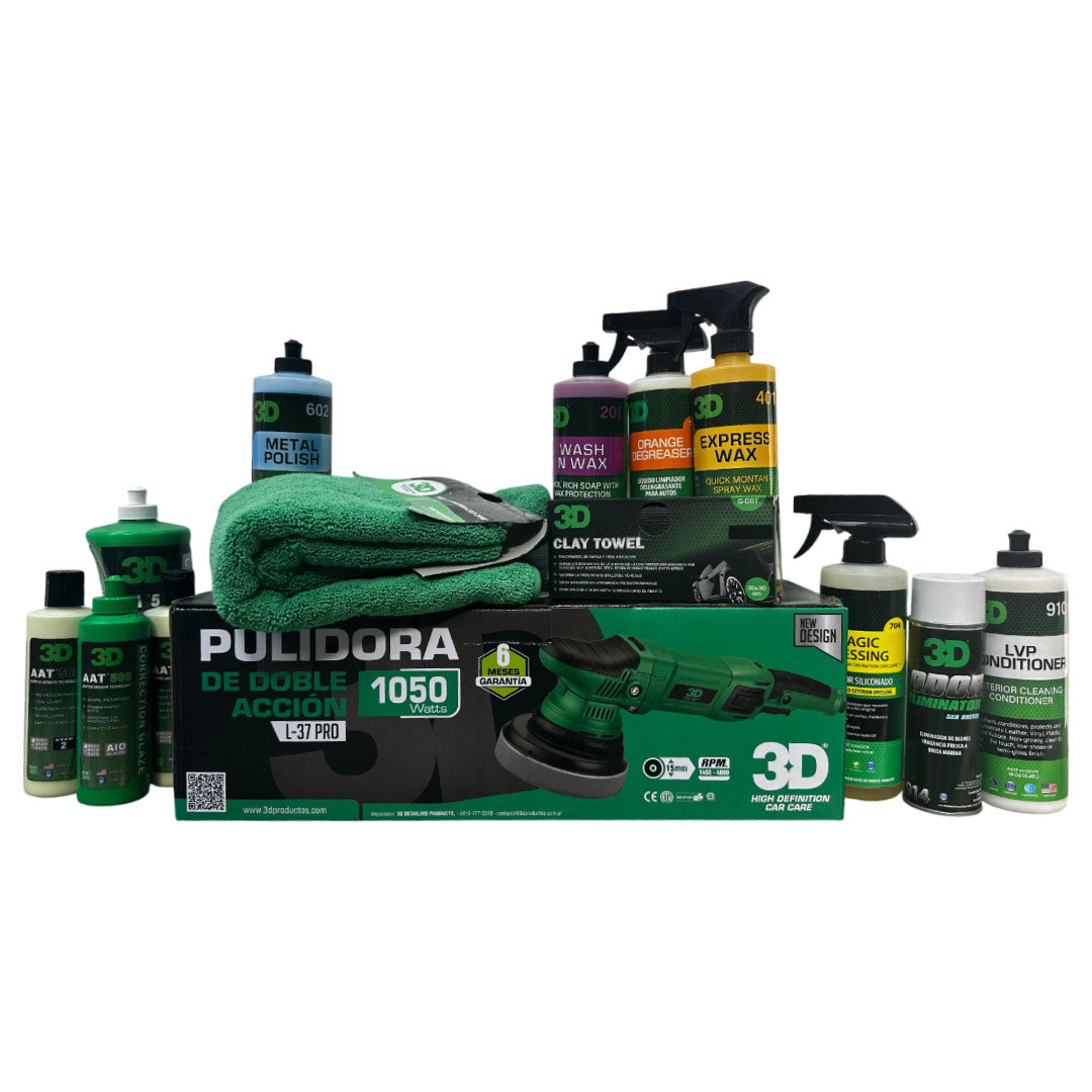 Ultimate Kit de Detailing 3D Car Care · Cuidado Automotriz Profesional Interior y Exterior